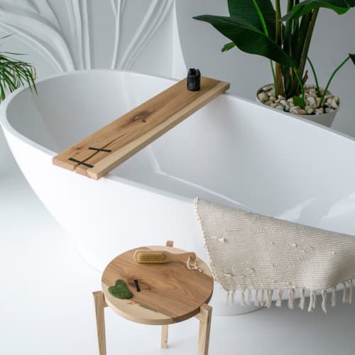 Bath Tray With Black Bog Oak Insert, Bathroom Storage by Oleksiy Sandul