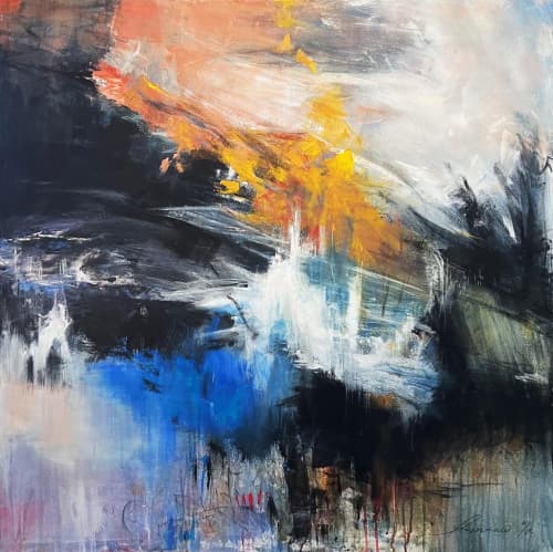 No. 5 | Oil And Acrylic Painting in Paintings by Ana Carolina Mönnaco. Item made of canvas & synthetic compatible with mid century modern and contemporary style