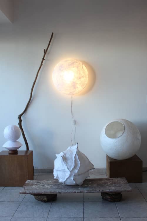 Moon Wall Hanging Sculpture | Wall Sculpture in Wall Hangings by HIKARI. Item composed of paper