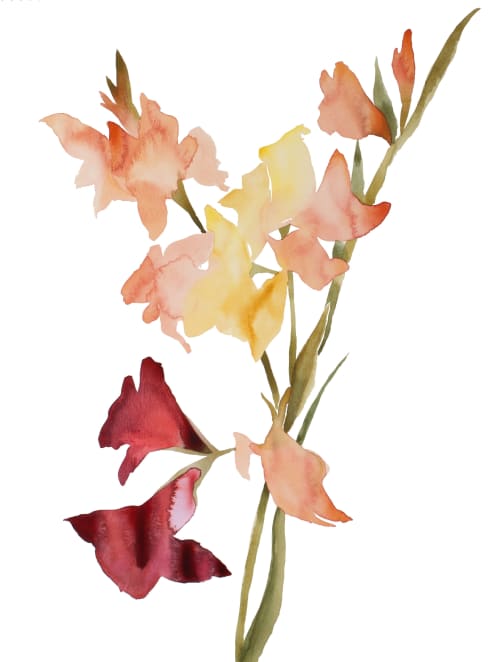 Gladiolus No. 1 : Original Watercolor Painting | Paintings by Elizabeth Beckerlily bouquet. Item composed of paper in boho or minimalism style