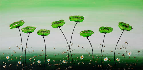 Lucid Poppies | Oil And Acrylic Painting in Paintings by Amanda Dagg. Item made of canvas & synthetic