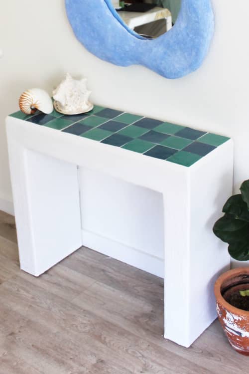 Plaster Moroccan Zillege Tile Table | Console Table in Tables by Mahina Studio Arts. Item compatible with coastal and mediterranean style