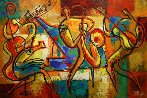 Abstract Jazz Canvas Art Print by Leon Zernitsky | Prints in Paintings by Leon Zernitsky Art. Item in contemporary style