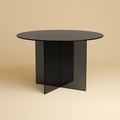 Smoked Glass Dining Table - SADO by Lebanto | Tables by Lebanto. Item made of brass compatible with minimalism and contemporary style