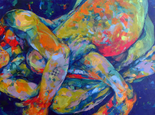 The Sorrow of Man #2 | Oil And Acrylic Painting in Paintings by Joanne Beaule Ruggles. Item composed of wood and canvas in mid century modern or contemporary style