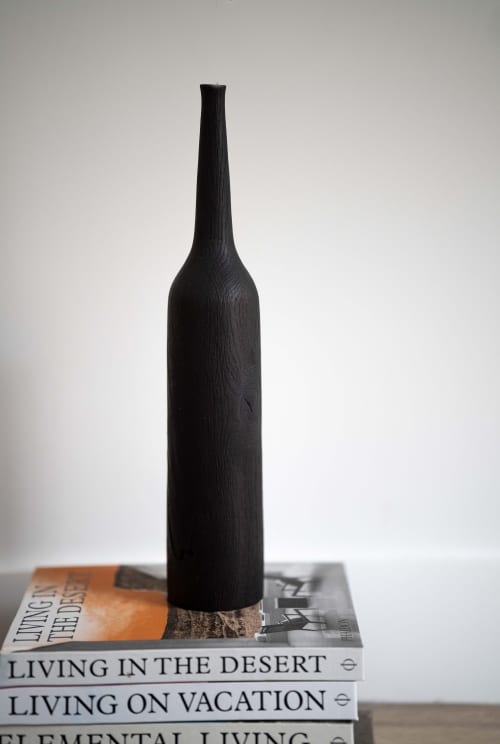 Tall Charred Wood Vase | Vases & Vessels by Creating Comfort Lab. Item composed of oak wood