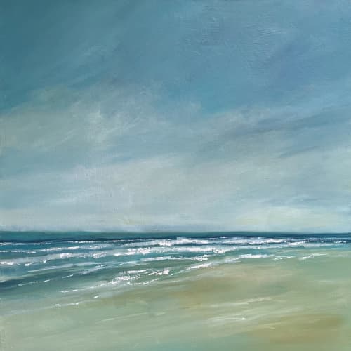 Gentle Breeze - Ocean Coastal Seascape Painting on Canvas | Oil And Acrylic Painting in Paintings by Filomena Booth Fine Art. Item composed of canvas in contemporary or coastal style