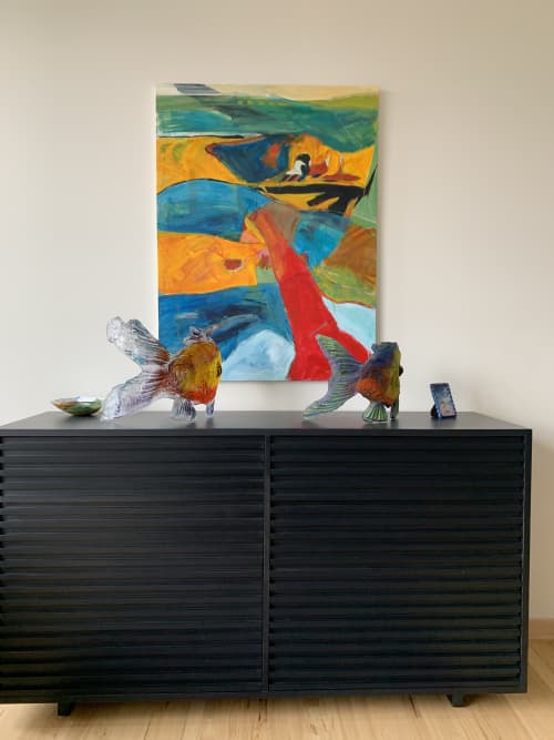 A medium-sized abstract | Oil And Acrylic Painting in Paintings by Owen Brown. Item composed of synthetic