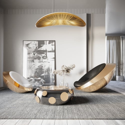 UFO Rocking Chair | Chairs by Mavimatt. Item made of aluminum with leather