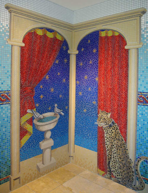 Private Bathroom London - Byzantine Mosaic | Glasswork in Wall Treatments by Paul Siggins - The Mosaic Studio. Item made of glass with synthetic
