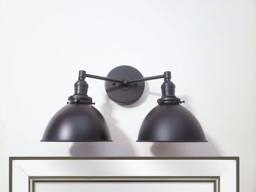 Bathroom Vanity Wall Sconce - Matte Black Light | Sconces by Retro Steam Works. Item composed of metal in mid century modern or country & farmhouse style