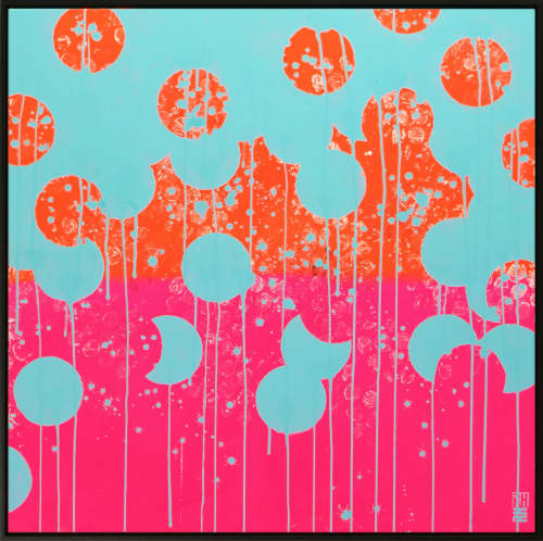 Neon Pop Colors - Incl Frame | Oil And Acrylic Painting in Paintings by Ronald Hunter. Item made of canvas