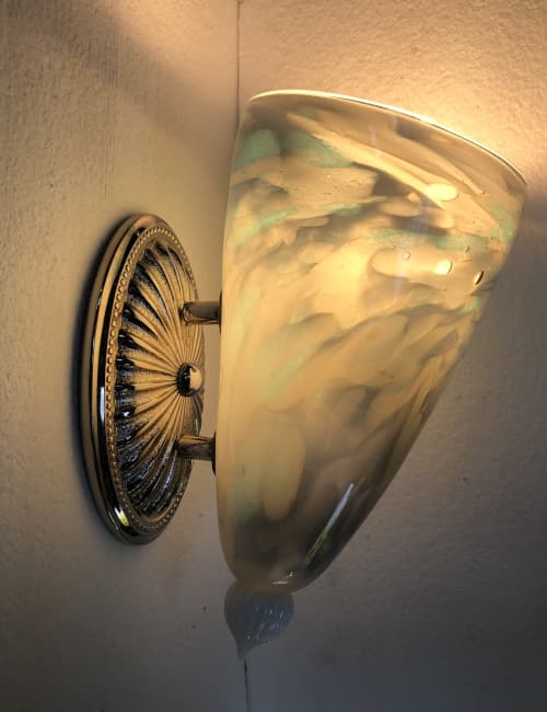Custom Wall Sconce | Sconces by Rick Strini. STRINI ART GLASS. Item composed of brass and glass