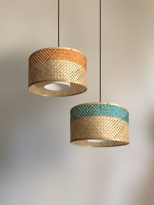 Mushroom Pendant Lamp | Pendants by Mianzi. Item made of bamboo