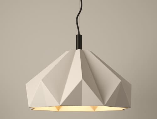 Origami Bloom 18" | Sculptural Ceramic Pendant Light | Pendants by Naaya Studio. Item made of brass with stoneware works with minimalism & mid century modern style