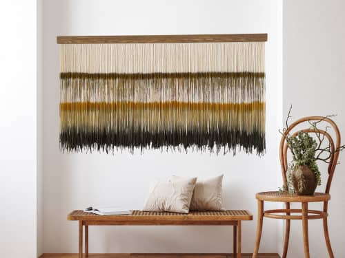 Autumn Color Macrame Backdrop ZORKE XXII | Macrame Wall Hanging in Wall Hangings by Olivia Fiber Art. Item made of wood with wool works with scandinavian & southwestern style