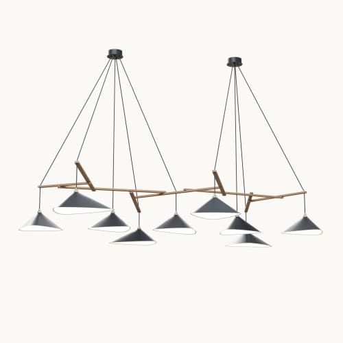 Emily Group of Nine Pendant Light – Anthracite Semi-Matte | Pendants by MOSS Objects. Item composed of oak wood and steel in contemporary or modern style