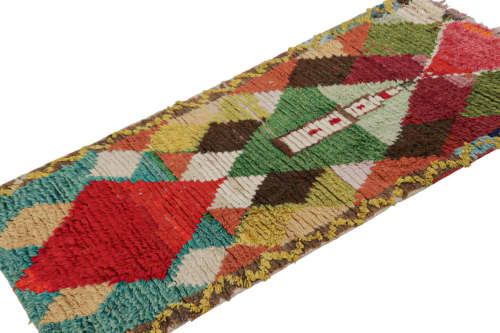Vintage Azilal Moroccan Runner in Polychromatic geometric | Area Rug in Rugs by Rug and Kilim