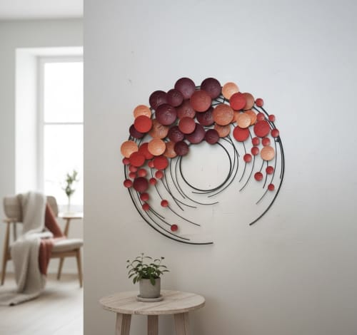 Oversized Multicolor Acrylic Metal Wall Art: Abstract Home D | Sculptures by Sarmal Design. Item composed of metal in mid century modern or contemporary style
