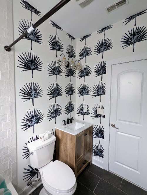 Modern Palms Powder Room | Murals by Christine Crawford | Christine Creates. Item composed of synthetic