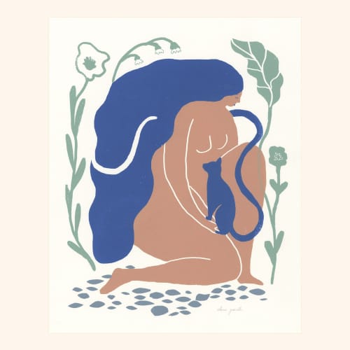 Cat Lady ~ Dark | Prints by Elana Gabrielle. Item made of paper