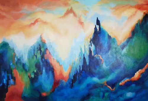 You're Everything That's Bright | Oil And Acrylic Painting in Paintings by Art by JK Bleeg. Item composed of canvas and synthetic