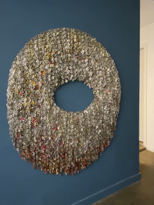 Treasure 2.7 made from post-consumer can-tabs | Wall Sculpture in Wall Hangings by Virginia Fleck. Item composed of aluminum