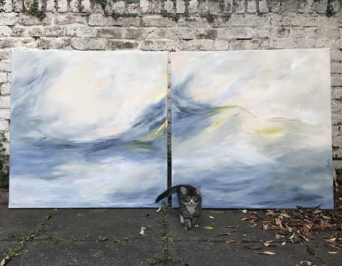 Balearic Villa - triptych | Oil And Acrylic Painting in Paintings by Alice Watt. Item made of canvas with synthetic