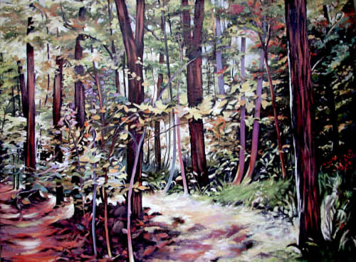 A WALK IN THE WOODS | Oil And Acrylic Painting in Paintings by Suzanne Jack | Scott & Cain, Attorneys at Law in Knoxville. Item made of canvas with synthetic