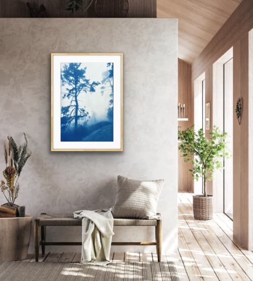 Ancient Trees: 30 x 20" unframed hand-printed cyanotype | Photography by Christine So. Item composed of cotton and paper in boho or country & farmhouse style