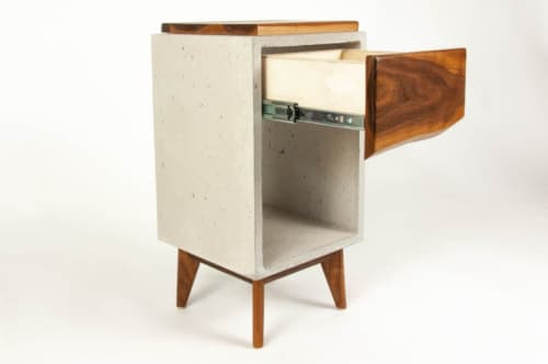 Classic Edge Light | Nightstand in Storage by Curly Woods. Item made of oak wood with concrete works with modern style