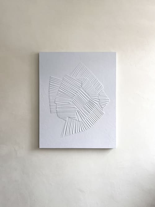 Monochrome Sky Blue | Mixed Media by Elsa Jeandedieu Studio. Item composed of birch wood compatible with minimalism and contemporary style