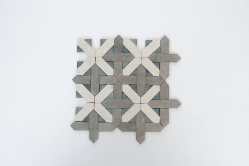 Antique Gray & Ivory White Cross Mosaic Tile | Tiles by Mosaics.co. Item made of stone works with boho & mid century modern style