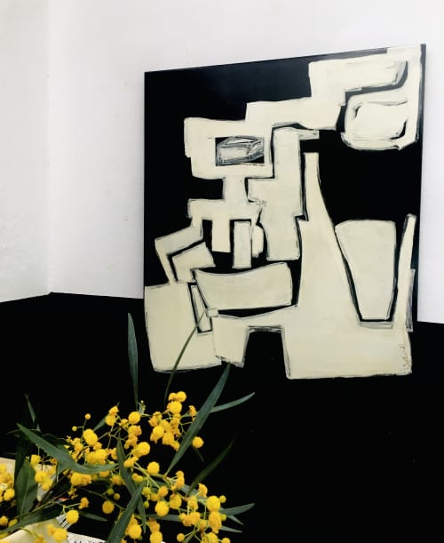 HE MEANS WELL | Oil And Acrylic Painting in Paintings by BLACK LINE CRAZY | Designed by artist Mary van de Wiel. Item made of synthetic