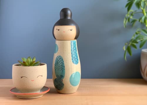 Kokeshi-Inspired Ceramic Vessel in Stoneware | Sculptures by Jennifer Fujimoto. Item composed of ceramic