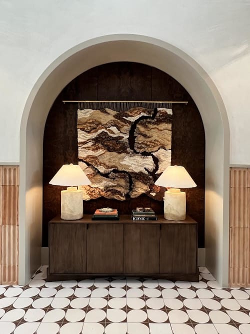 Large Handwoven Wall Hanging "Echoes of Kiawah and Wando" | Tapestry in Wall Hangings by Rebecca Whitaker Art | The Ascher Uptown Apartments in Charlotte. Item composed of wood and cotton in boho or minimalism style