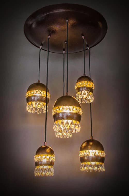 "Pharaoh 6" | Chandeliers by F+M FOS - Anna Maria Fragiskos Bitros. Item made of metal & glass