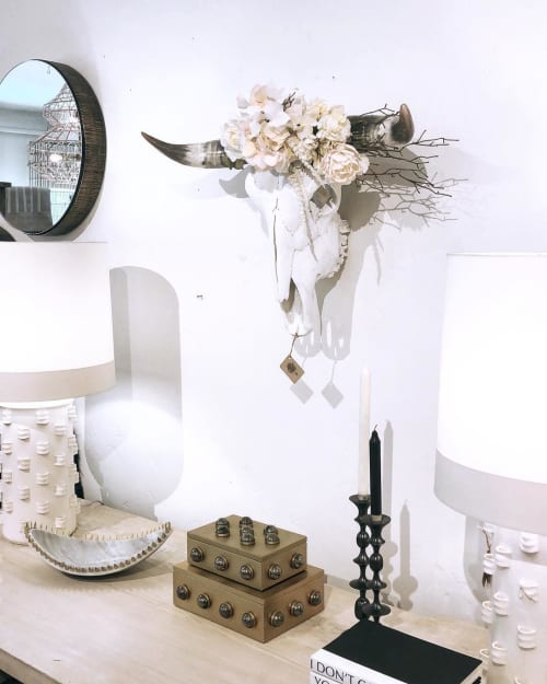 Cow Skull - Flower Crown | Ornament in Decorative Objects by Gypsy Mountain Skulls | Root'd in Park City. Item compatible with country & farmhouse and art deco style