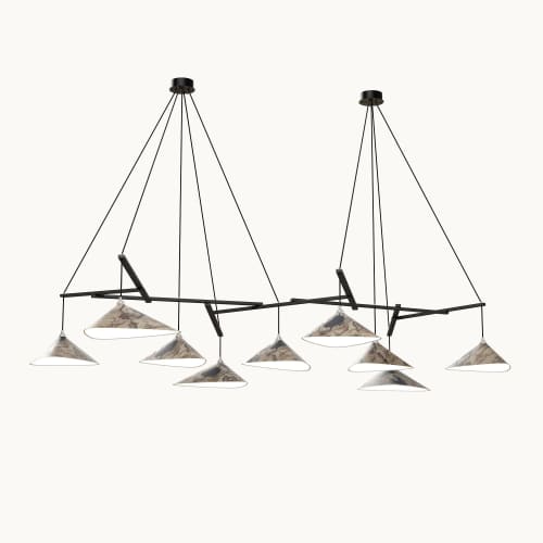 Emily Group of Nine Pendant Light Oxid | Pendants by MOSS Objects. Item composed of oak wood and steel in contemporary or modern style
