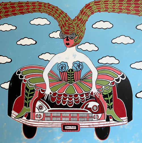 Time Machine | Oil And Acrylic Painting in Paintings by Diana Rosa. Item composed of canvas