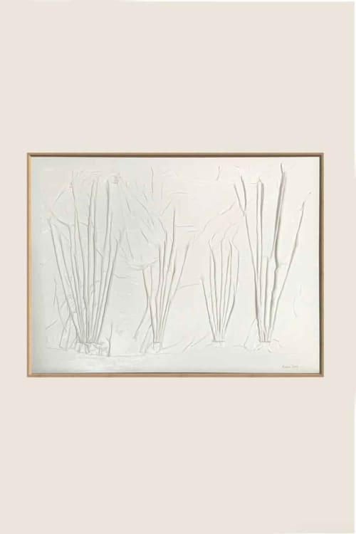 Willows W3648 A | Mixed Media in Paintings by Michael Denny Art, LLC. Item made of bamboo with cotton works with minimalism & contemporary style
