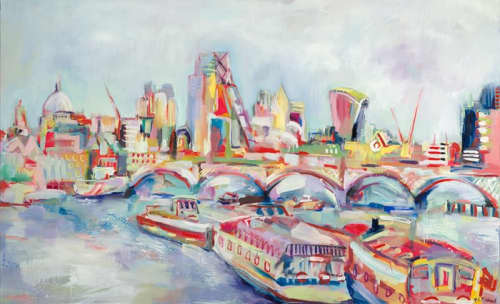Waterloo Bridge | Oil And Acrylic Painting in Paintings by Anna-Louise Felstead. Item composed of canvas
