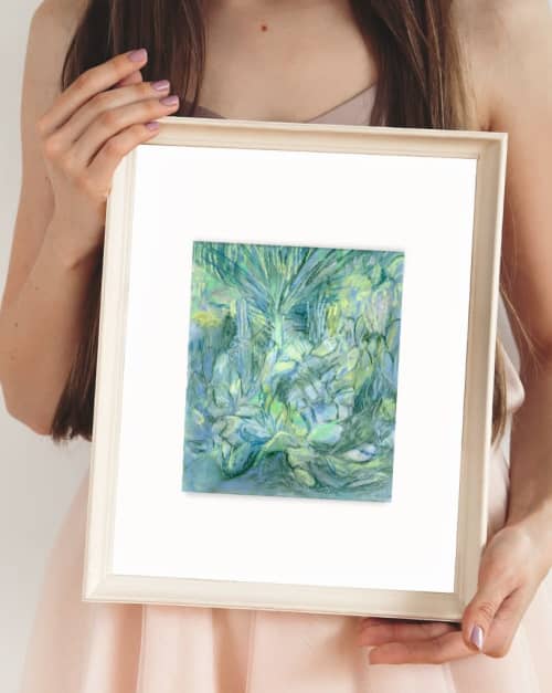 Structured Botanical | Mixed Media in Paintings by Elizabeth MacLean. Item composed of paper compatible with boho and contemporary style