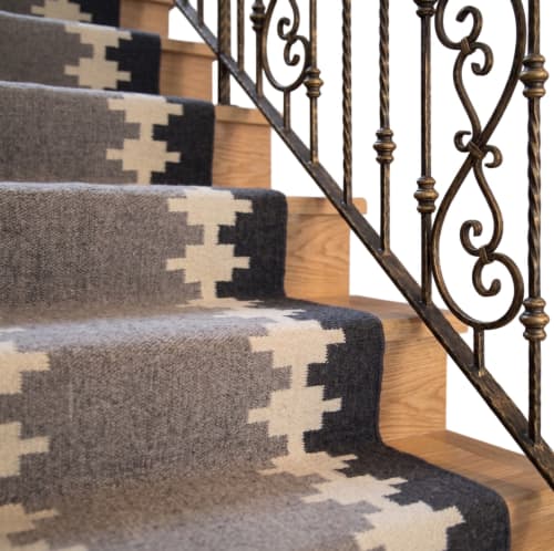 Handwoven Woolen Runner Rug | Rugs by Evergreen Carpets. Item made of wool works with boho & minimalism style
