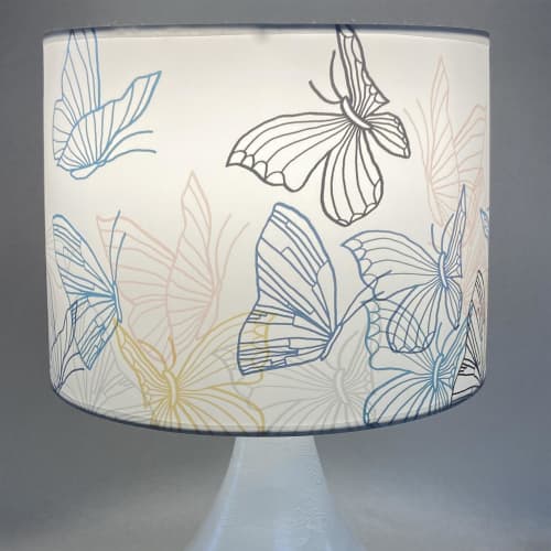 Great Migrations Lampshade | Lighting by Robin Ann Meyer. Item composed of fabric and metal in boho or contemporary style