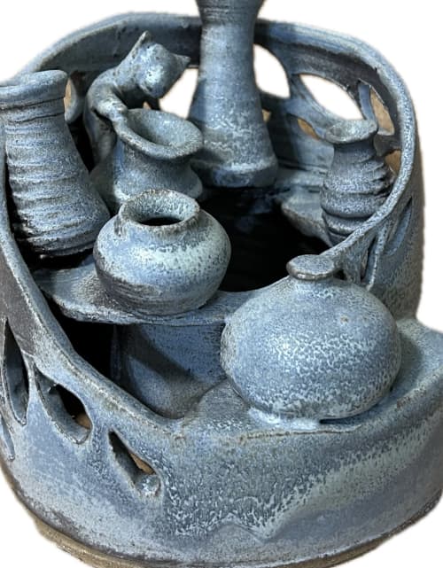 Circular Mini Pot House | Sculptures by Feats Of Clay. Item composed of ceramic compatible with contemporary and modern style