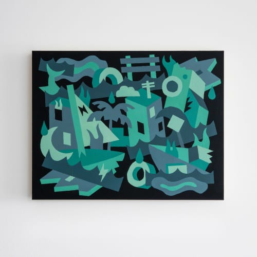 Lagoon of Lust And Fire | Oil And Acrylic Painting in Paintings by Noah Levy. Item made of wood & synthetic