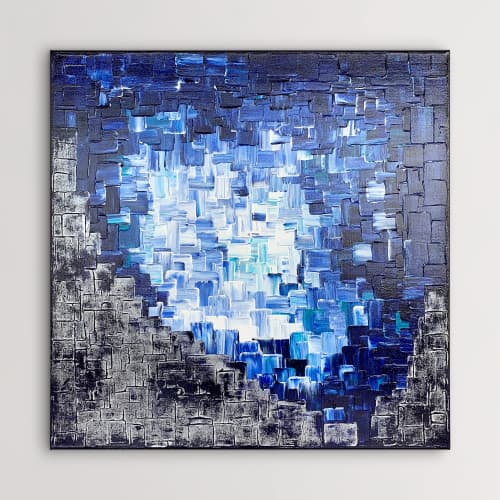 Blue Light | Oil And Acrylic Painting in Paintings by Alessia Lu. Item made of canvas compatible with contemporary and modern style