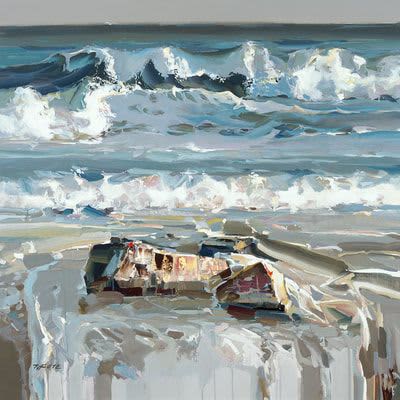 Josef Kote "Mesmerizing Waves" | Oil And Acrylic Painting in Paintings by YJ Contemporary Fine Art. Item made of canvas