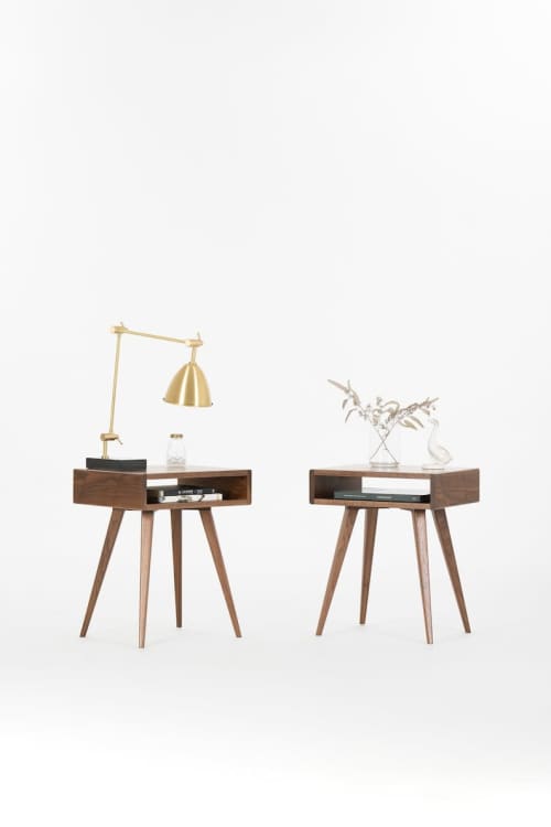 HEIM - Mid century modern nightstand, bed side table, | Storage by Mo Woodwork. Item composed of oak wood compatible with minimalism and mid century modern style